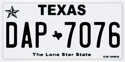 TX license plate DAP7076