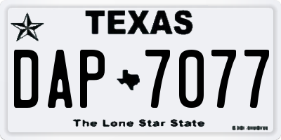 TX license plate DAP7077