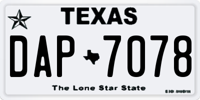 TX license plate DAP7078