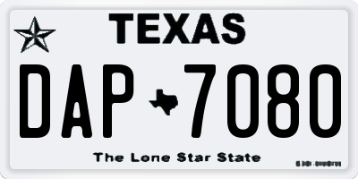 TX license plate DAP7080