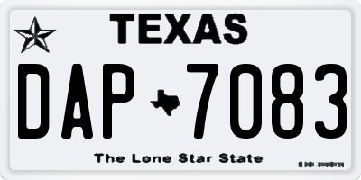TX license plate DAP7083