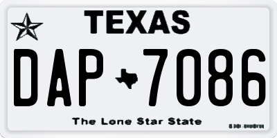 TX license plate DAP7086