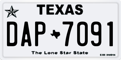 TX license plate DAP7091
