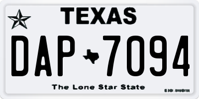 TX license plate DAP7094