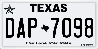 TX license plate DAP7098