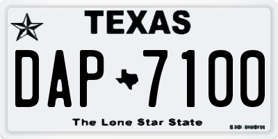 TX license plate DAP7100