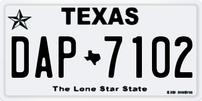 TX license plate DAP7102