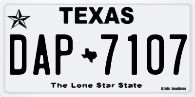 TX license plate DAP7107