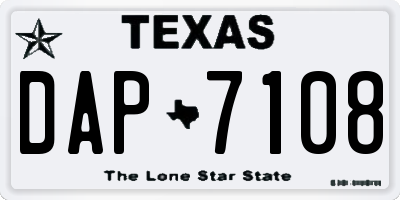 TX license plate DAP7108