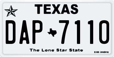 TX license plate DAP7110