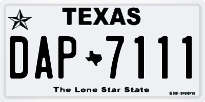 TX license plate DAP7111