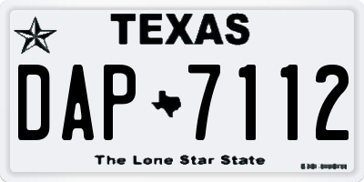 TX license plate DAP7112