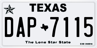 TX license plate DAP7115
