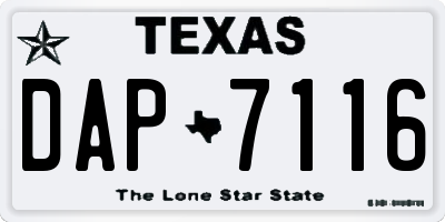 TX license plate DAP7116