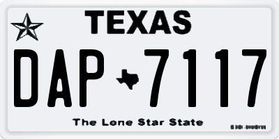 TX license plate DAP7117