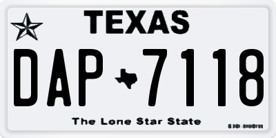 TX license plate DAP7118