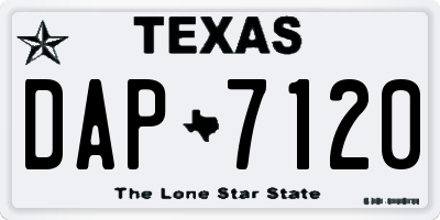 TX license plate DAP7120
