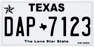 TX license plate DAP7123
