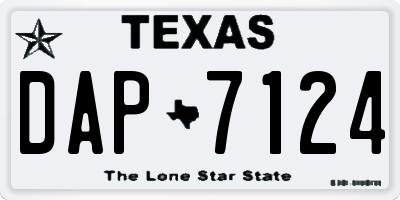 TX license plate DAP7124