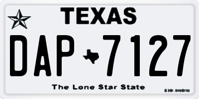 TX license plate DAP7127