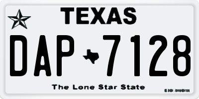 TX license plate DAP7128