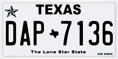 TX license plate DAP7136