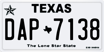 TX license plate DAP7138