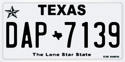 TX license plate DAP7139