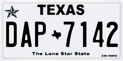 TX license plate DAP7142