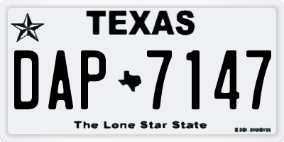 TX license plate DAP7147
