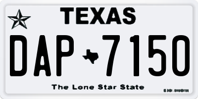 TX license plate DAP7150