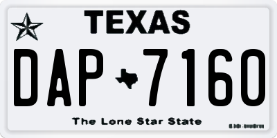 TX license plate DAP7160