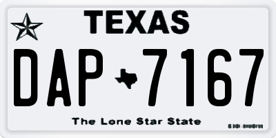 TX license plate DAP7167