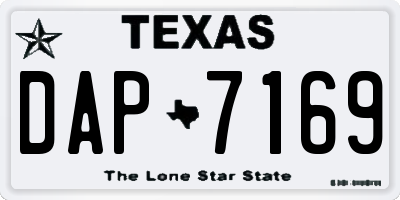 TX license plate DAP7169