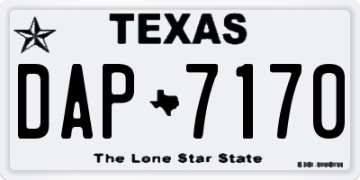 TX license plate DAP7170