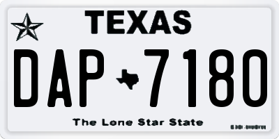 TX license plate DAP7180
