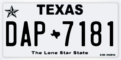 TX license plate DAP7181