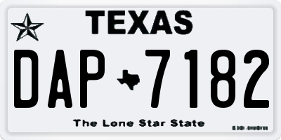 TX license plate DAP7182