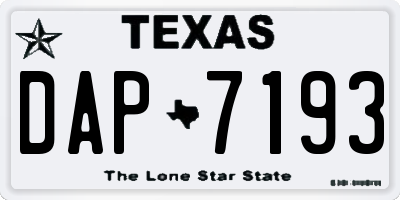 TX license plate DAP7193