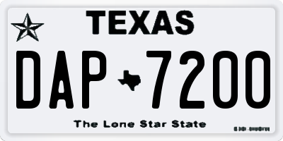 TX license plate DAP7200