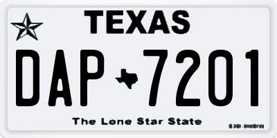 TX license plate DAP7201