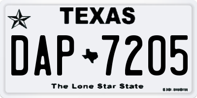 TX license plate DAP7205