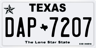TX license plate DAP7207