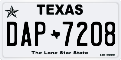 TX license plate DAP7208