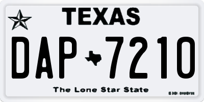 TX license plate DAP7210