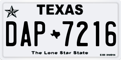 TX license plate DAP7216