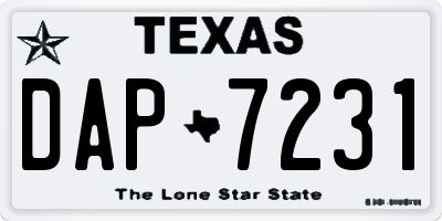 TX license plate DAP7231