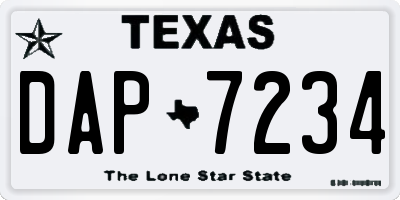 TX license plate DAP7234