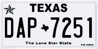 TX license plate DAP7251