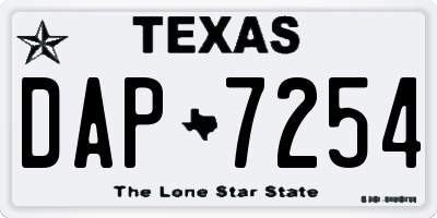 TX license plate DAP7254